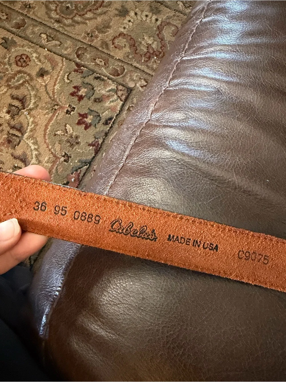 Cabela's Chestnut Brown Leather Belt with Brass Buckle